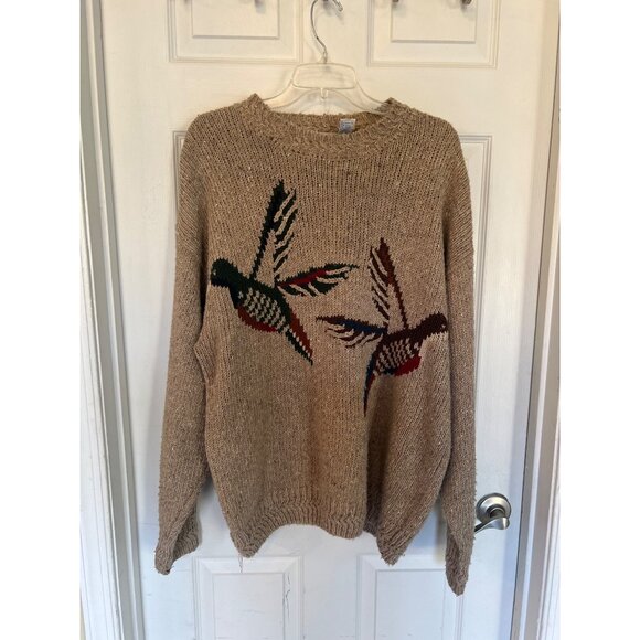 Cape Isle Knitters Other - Vintage 90's Cape Isle Knitters Tan Duck Themed Knit Crewneck Sweater Men's L